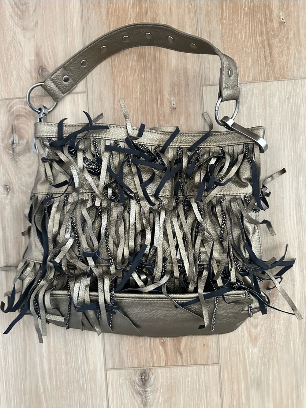 Carlos Santana Rock n Roll Metallic Hobo Purse